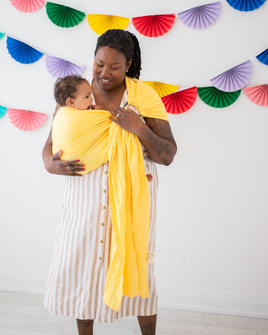 Plus Size Body wearing Baby in Ring Sling
